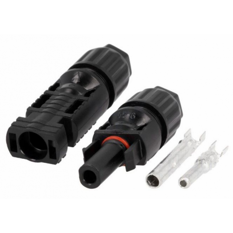 Jungtys MC4 saulės baterijų modulių pajungimui 2.5-6mm² laidui 1000V DC 30A IP67 2vnt Connfly